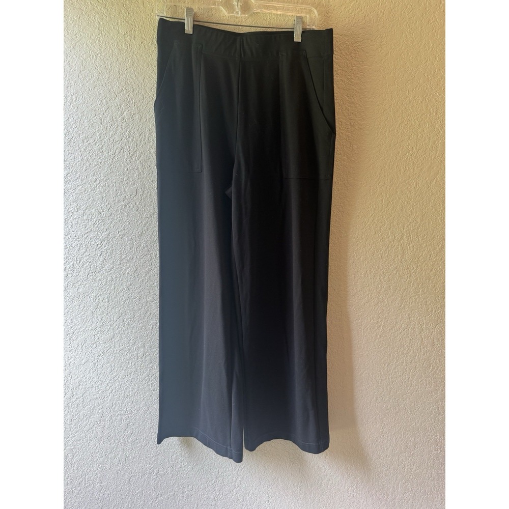 Max Studio London Cropped Wide Leg Women's  Medium Black Trousers Mid Rise